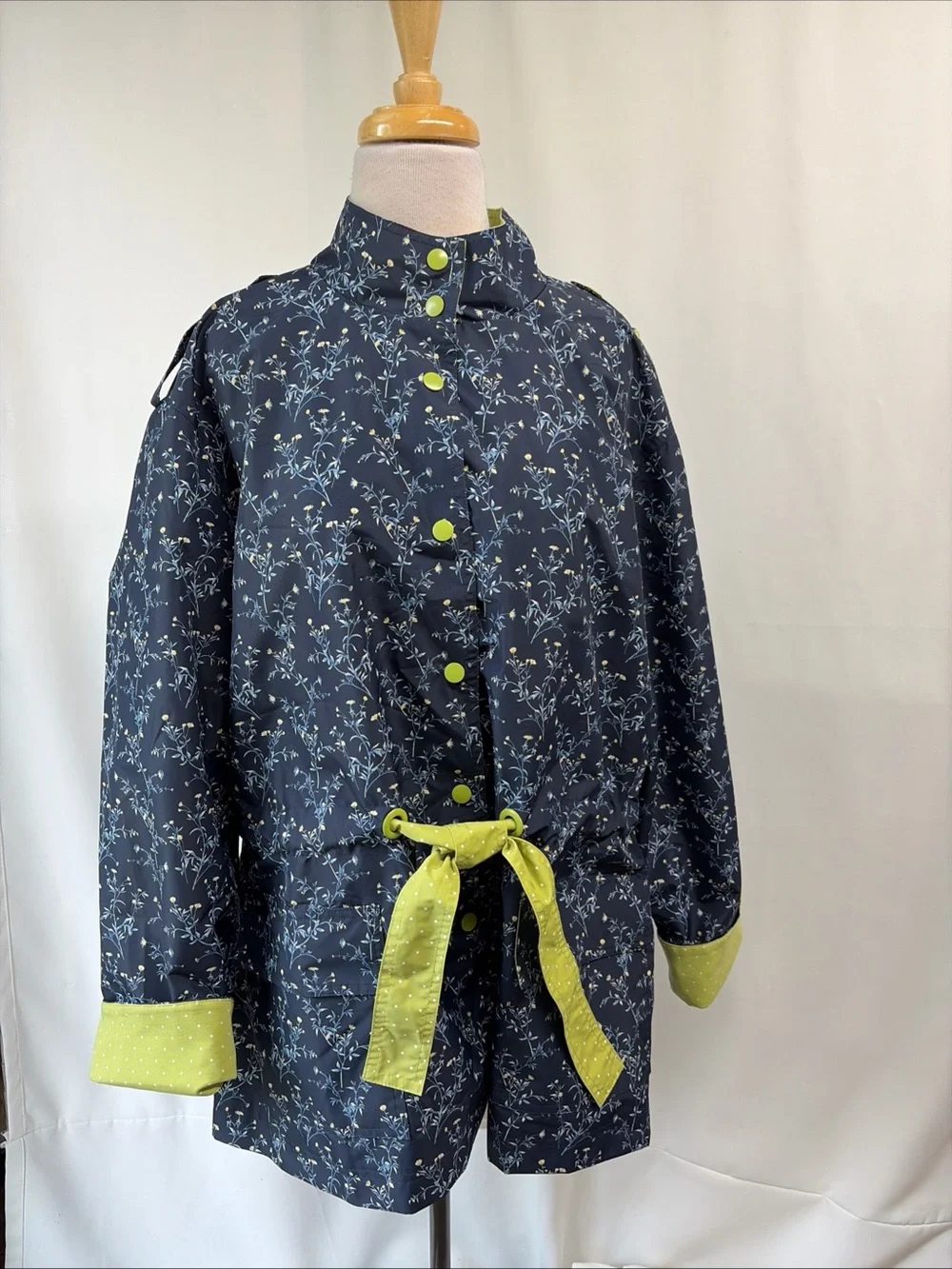 Matilda Jane Raincoat Jacket Womens XXL Brighten the Day Floral Dot Contrast